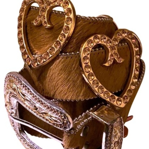B.B. Simon Heart Swarovski Crystals Belt sz XL main image 5